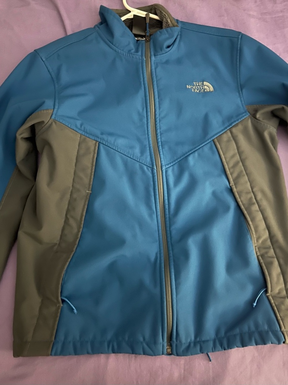 The North Face Black Plush Fleece Jacket with Blue Trim